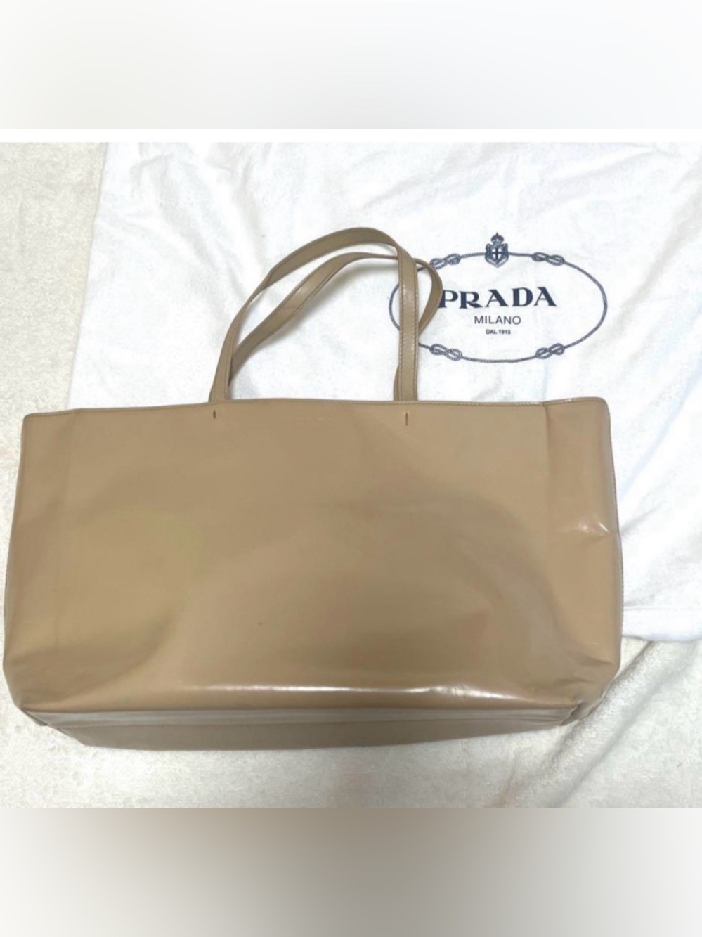 Vintage Prada Tan Patent Leather Tote